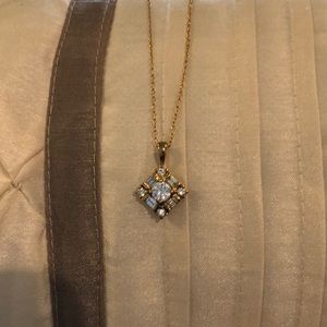 Cubic Zirconia with silver plated necklace.